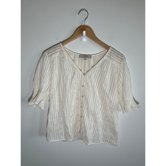 LOFT Tops - LOFT Womens Top White M Boho Cottage Coastal Vacation Minimalist
